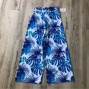 Tropical Blue Wide Leg Pants